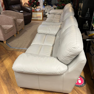 3 + 2 Light Grey Leather Sofas