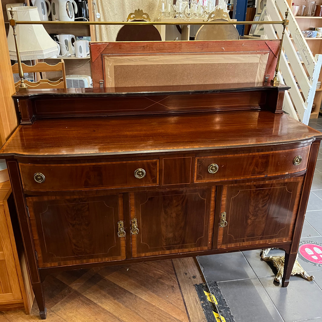 Vintage Antique Large Sideboard with Brass Gallery Rail/Bar