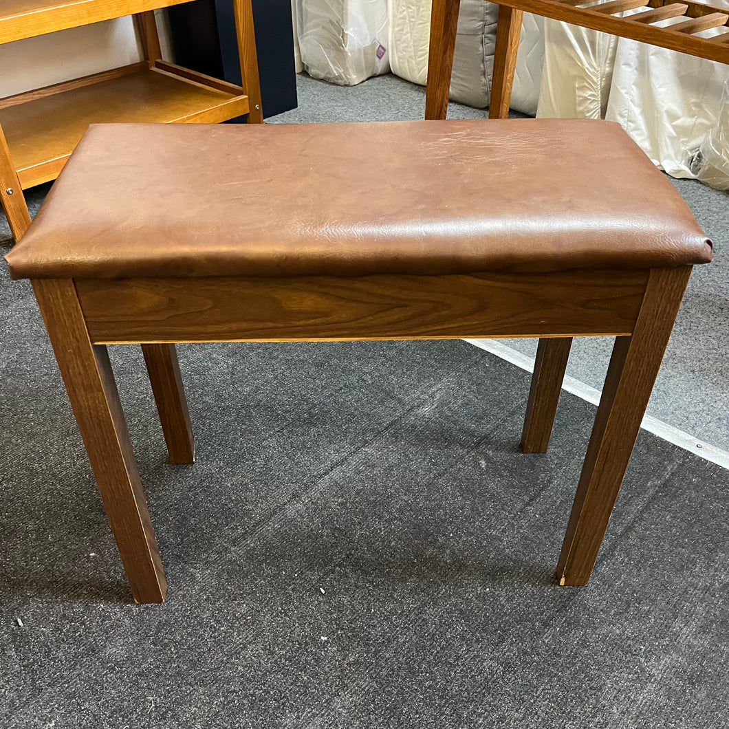 Brown Leather Top Piano Stool