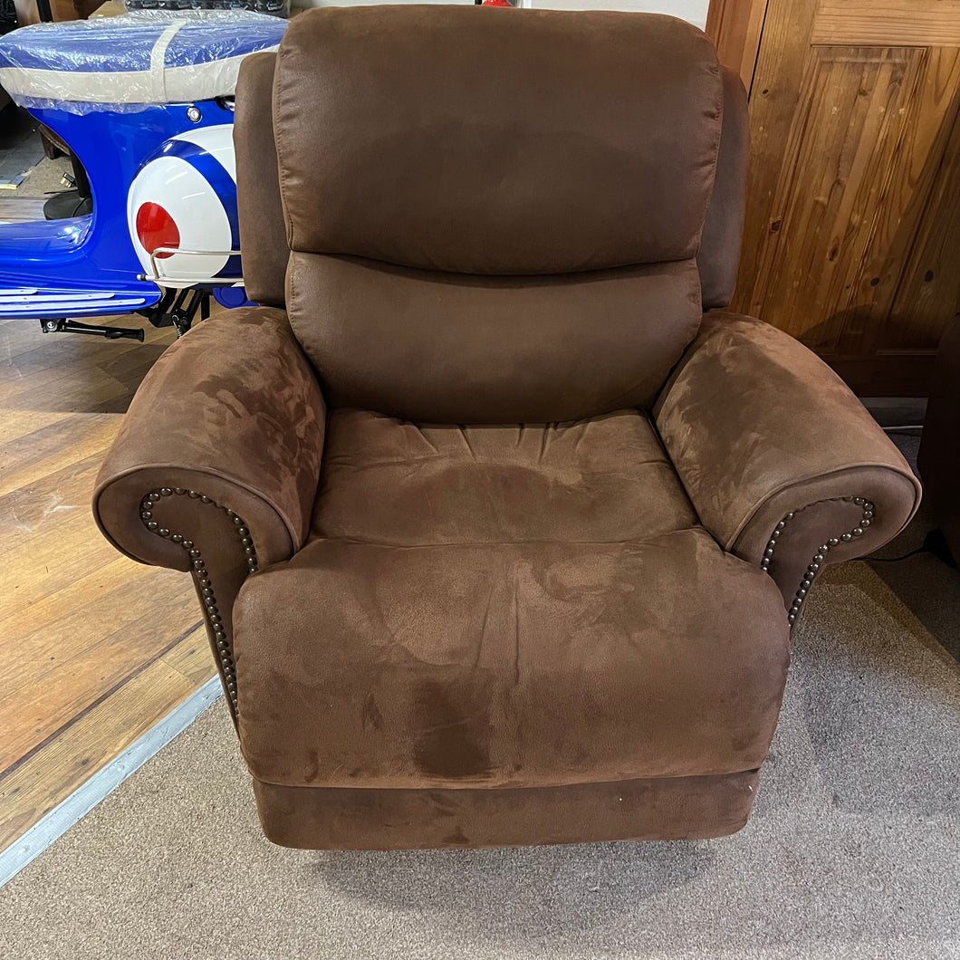 Brown Faux Suede Electric Recliner Chair