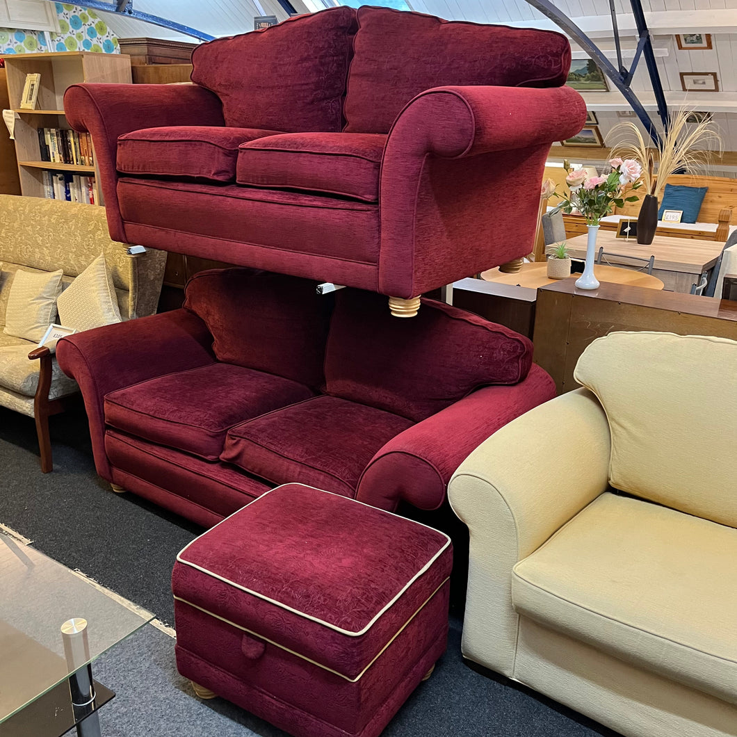 2 x 2 Seater Sofas with Storage Footstool