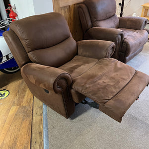 Brown Faux Suede Electric Recliner Chair