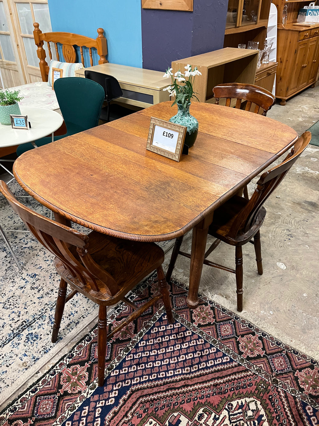 Vintage Drop Leaf Table and 3 Chairs